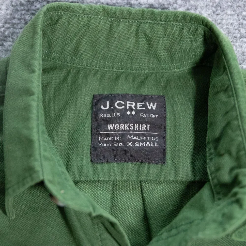 J Crew Work Shirt Men's XS Cotton Military Green Button Utility Army Long Sleeve